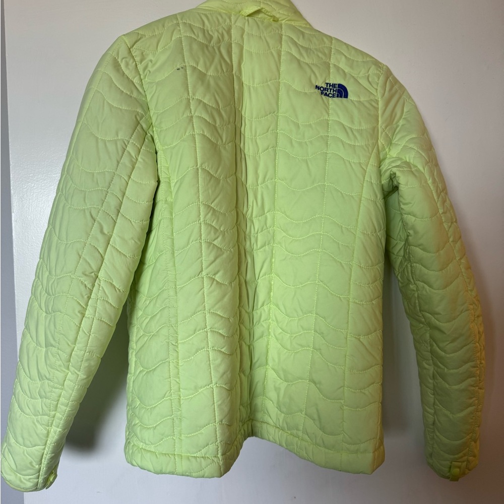 The North Face Lime Green and Blue Jacket Lightweight Zip Up Puffer Medium - Picture 2 of 5